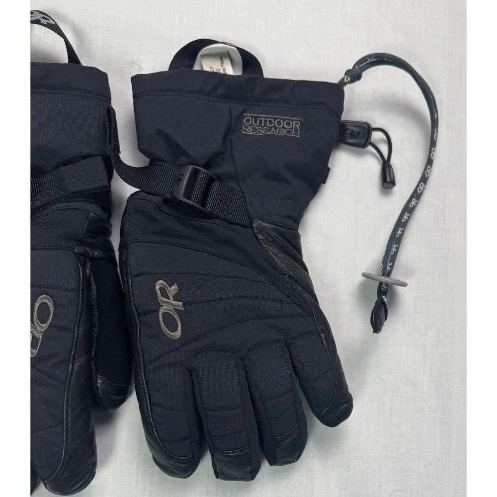 Outdoor Research Womens Revolution Gloves Black Leather Palm Winter Ski Small 6